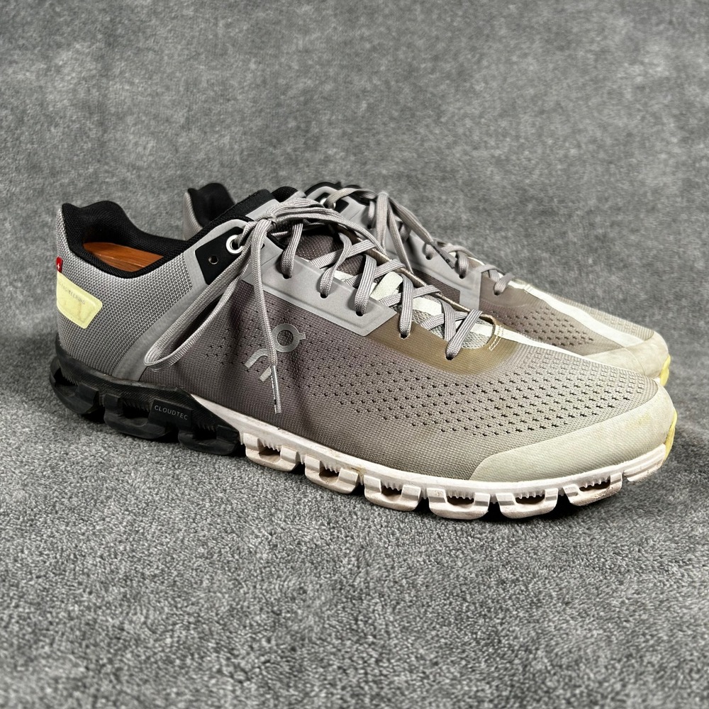On Running Cloudflow Mens 10.5 Grey Yellow Road Running Shoes 35.99235